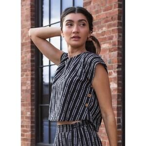 Liz Alig Katie Handwoven Crop Top In Black & White